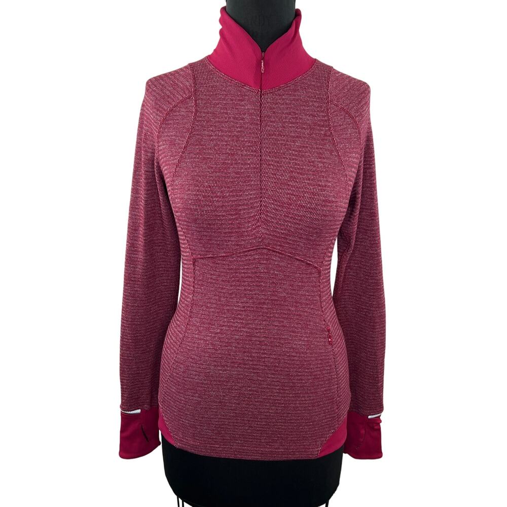 Lululemon Women's Heathered Berry Rumble Runderful 1/2 Zip Long Sleeve Top 2 4?